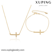 64000-Xuping conjuntos de la joyería de la boda Cruz colgantes collar conjunto de pulsera para mujeres niñas regalo